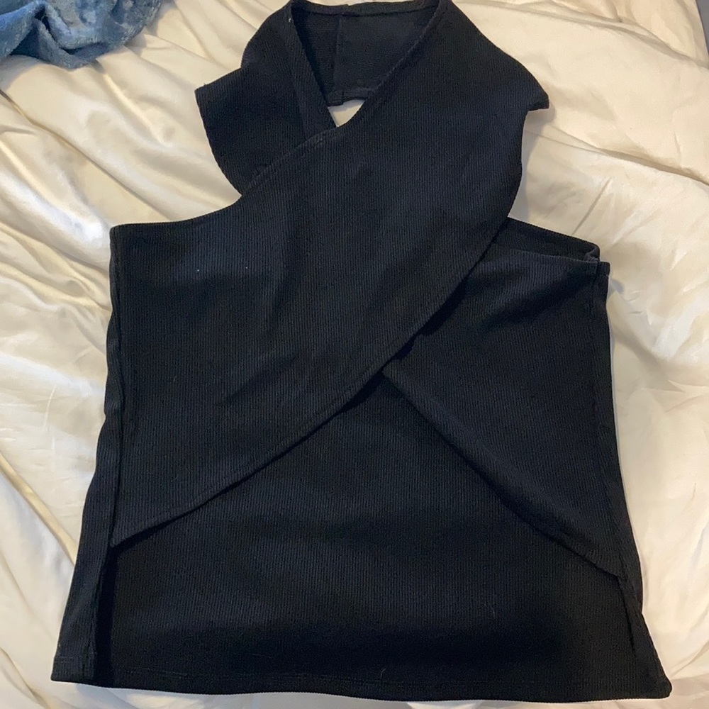 KERRently by Courtney Kerr Amazon Drop black halter top
